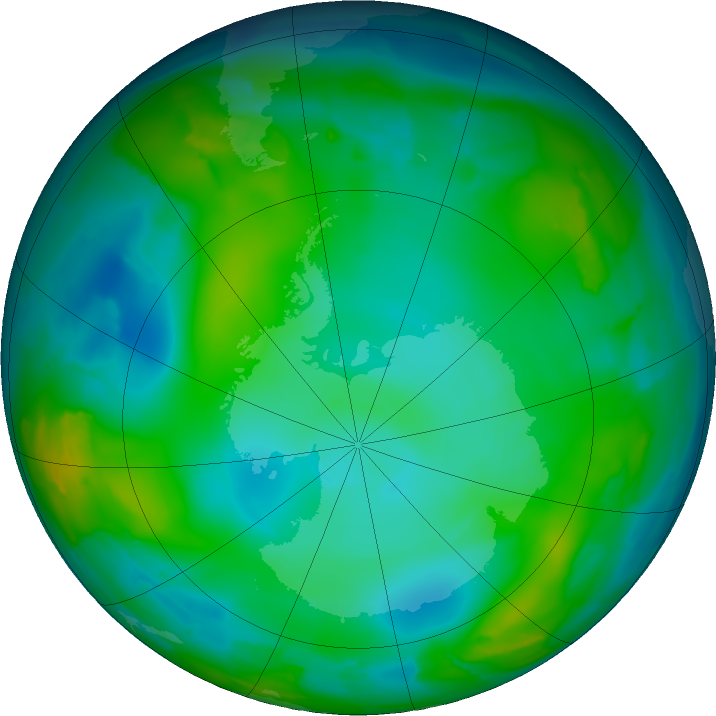 Antarctic ozone map for 17 June 2011